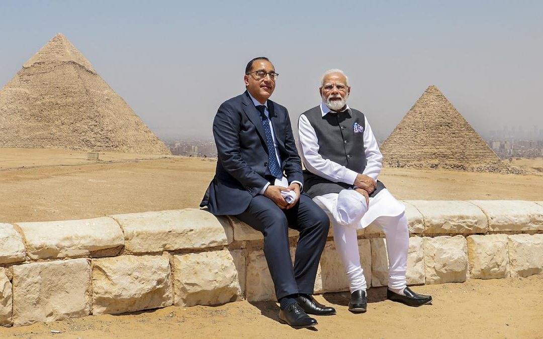 Prime Minister Narendra Modi with Egyptian Prime Minister Mostafa Madbouly
